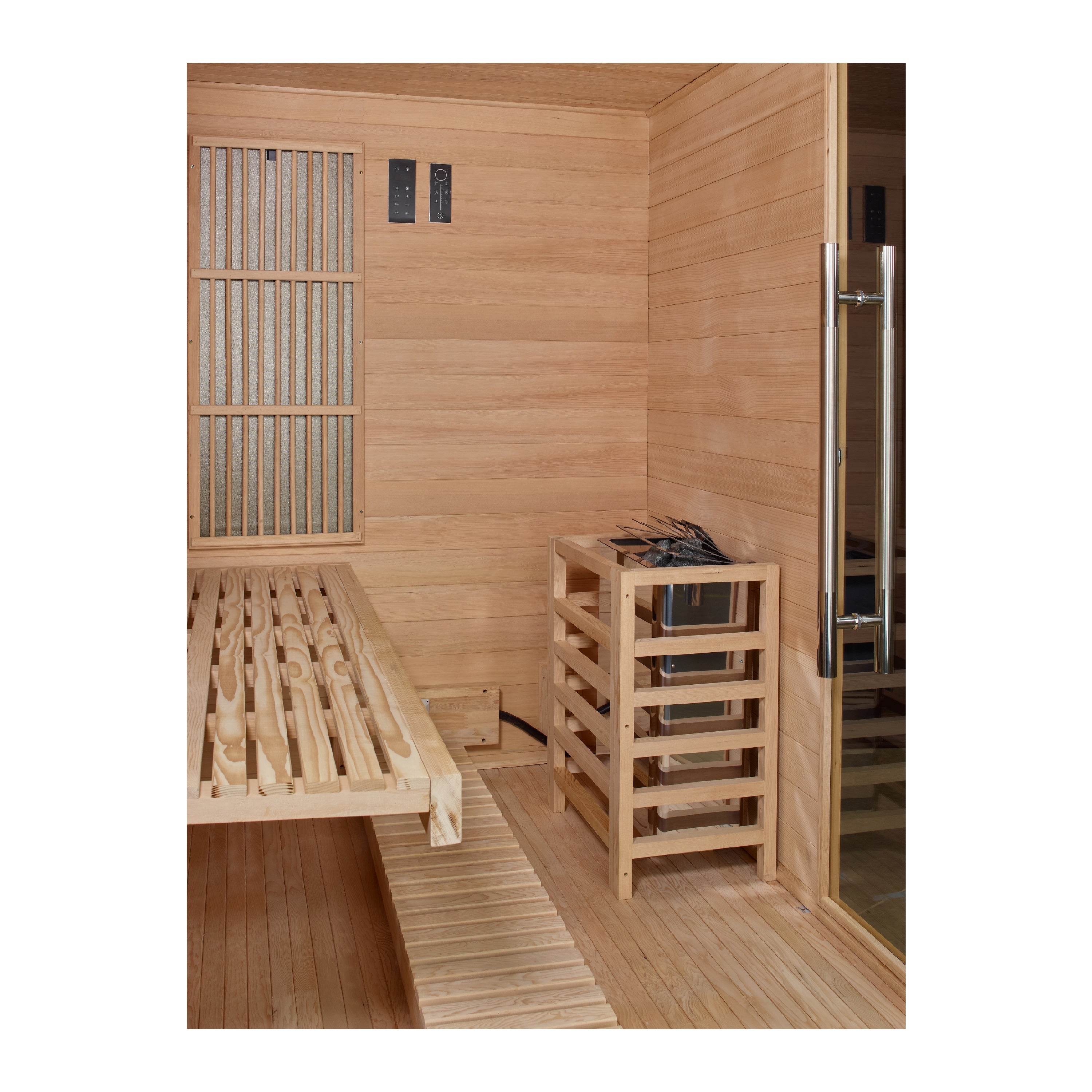 Soria 2026, 3 Person Indoor Hybrid Sauna, Full Spectrum & Built in Harvia Traditional Stove