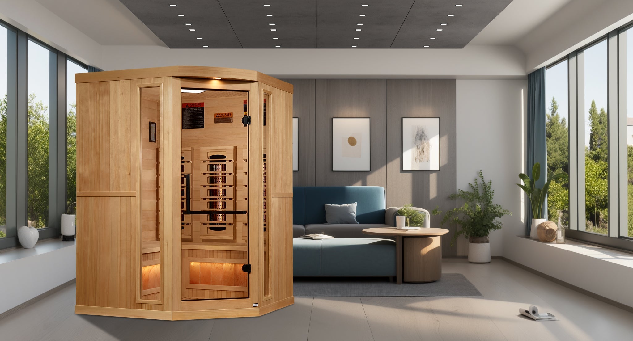 3 Person Full Spectrum with Himalayan Salt Bar Corner IR Sauna
