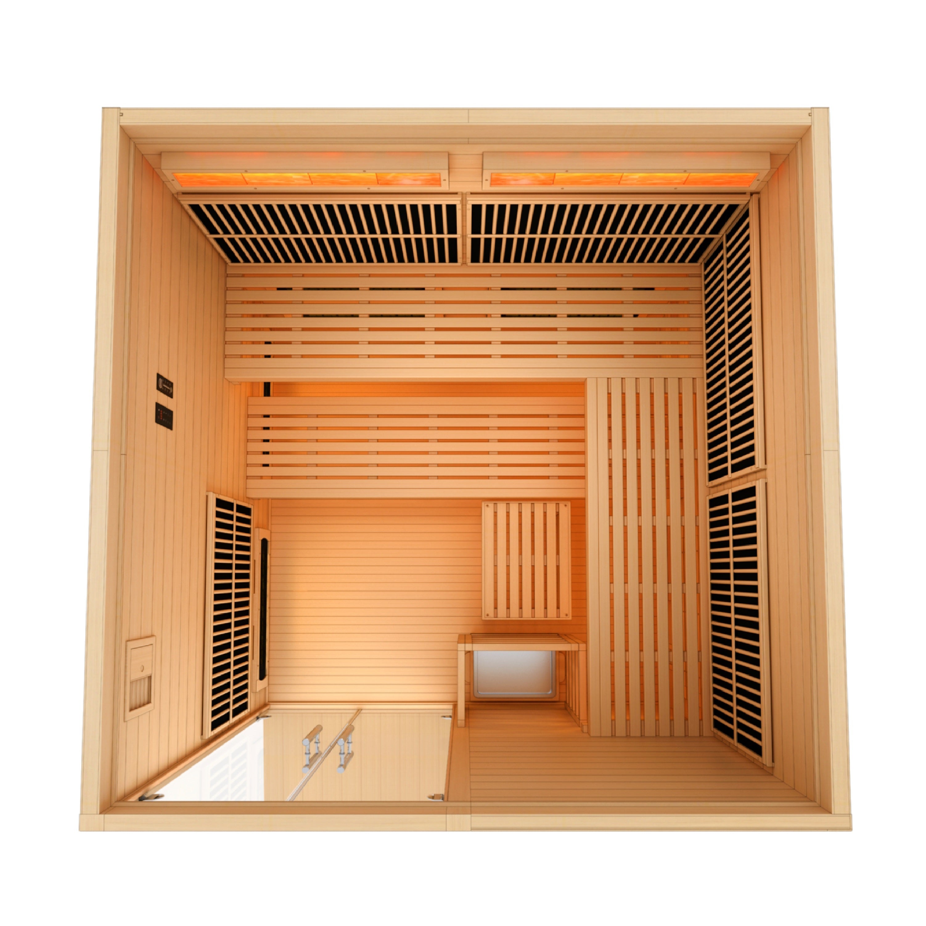 Toledo 2025, 6 Person Indoor Hybrid Sauna,  Full Spectrum & Built in Harvia Traditional Stove