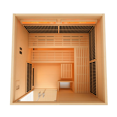 Toledo 2025, 6 Person Indoor Hybrid Sauna,  Full Spectrum & Built in Harvia Traditional Stove