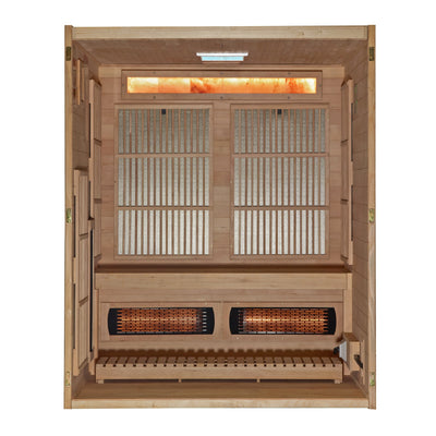Soria 2026, 3 Person Indoor Hybrid Sauna, Full Spectrum & Built in Harvia Traditional Stove
