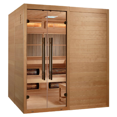 Toledo 2025, 6 Person Indoor Hybrid Sauna,  Full Spectrum & Built in Harvia Traditional Stove