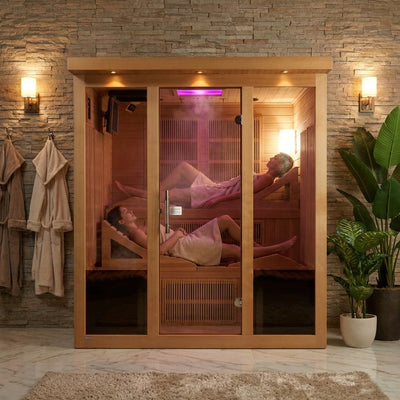 Monaco - 6 Person Near Zero EMF Far IR Sauna with Built-In Reclining Benches