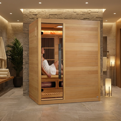 Soria 2026, 3 Person Indoor Hybrid Sauna, Full Spectrum & Built in Harvia Traditional Stove